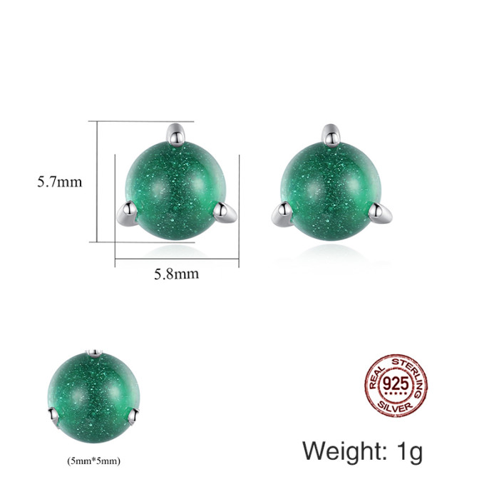 Ball 925 Silver Fashion Versatile Prong Set Ball Jewelry Earrings