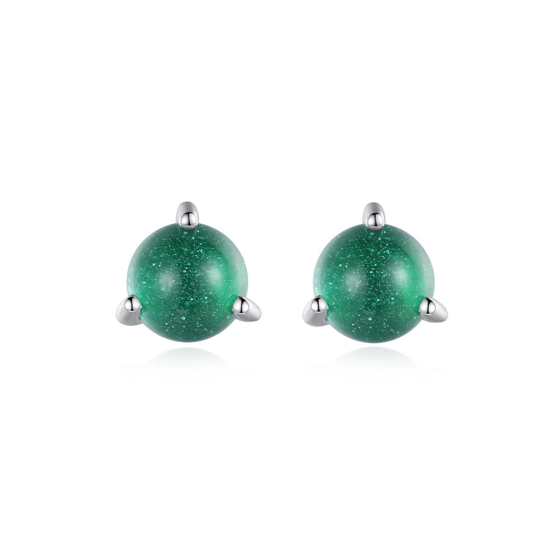 Ball 925 Silver Fashion Versatile Prong Set Ball Jewelry Earrings