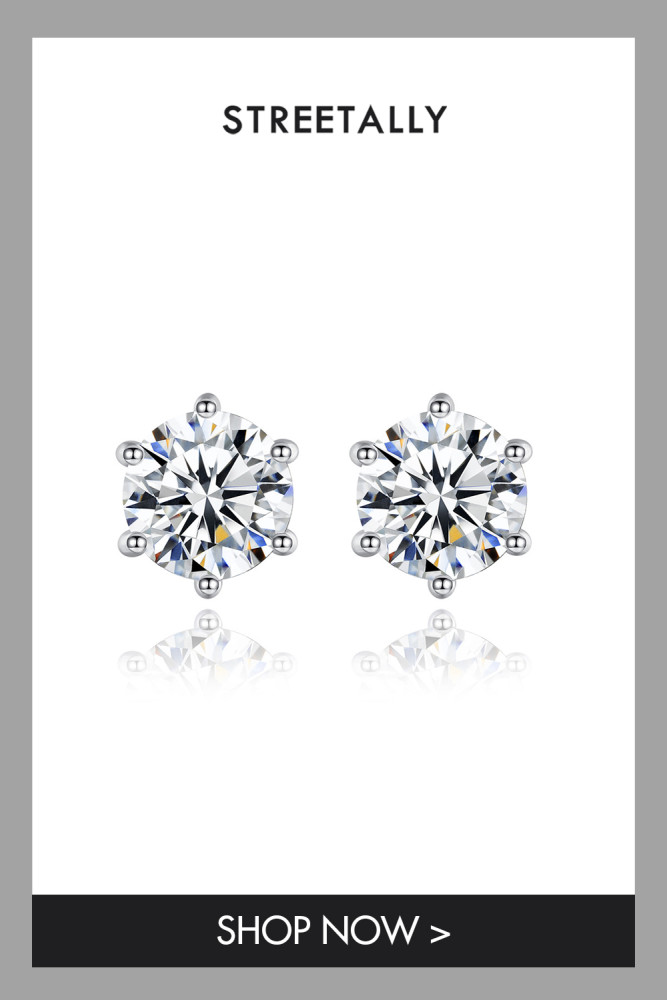 Moissanite 925 Simple Six Claw Silver Simulation Drill Earrings