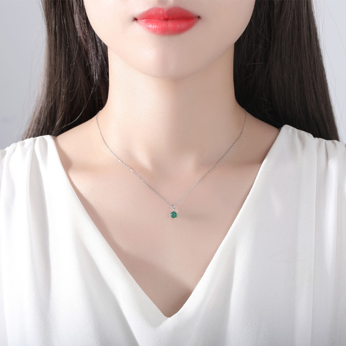Ball Pendant s925 Silver Crystal Clavicle Fashion Simple Necklace