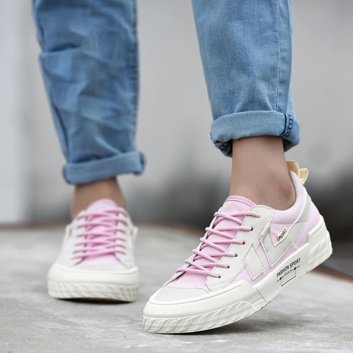 Colorblock Flat Strap Casual Round Toe Rubber Sole Sneakers