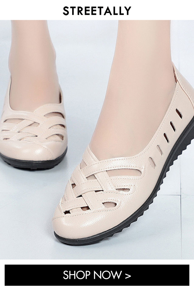 Soft Sole Anti-Slip Hole Flat Heel Cutout Breathable Flat & Loafers