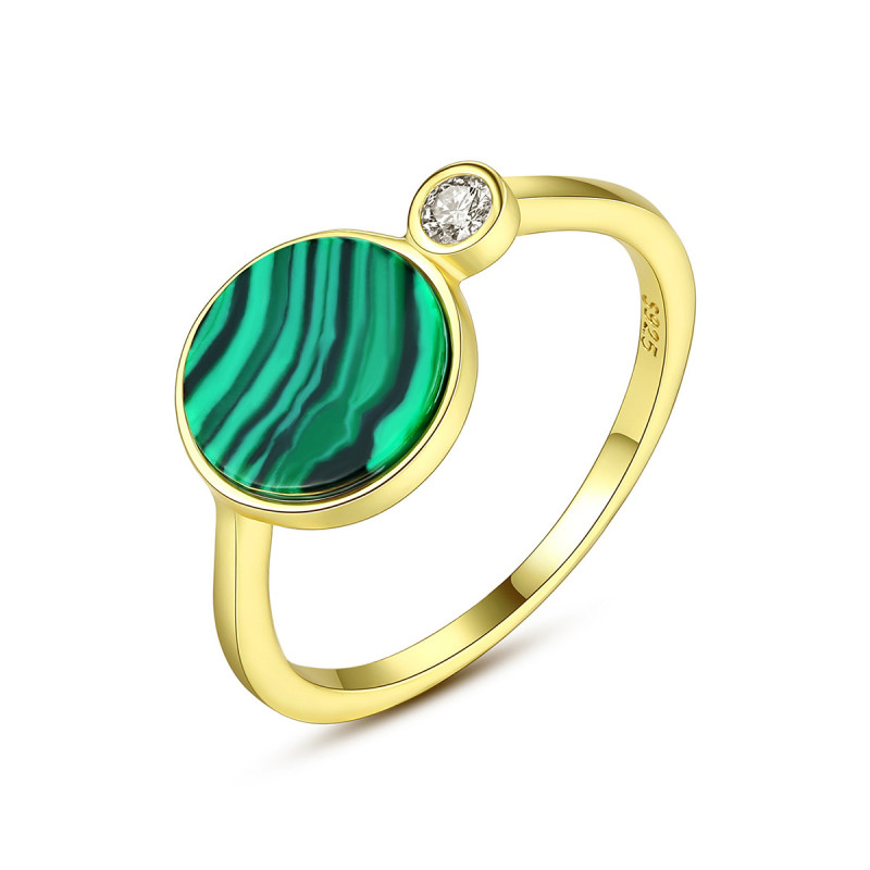 Adjustable S925 Silver Open Complex Malachite Rings