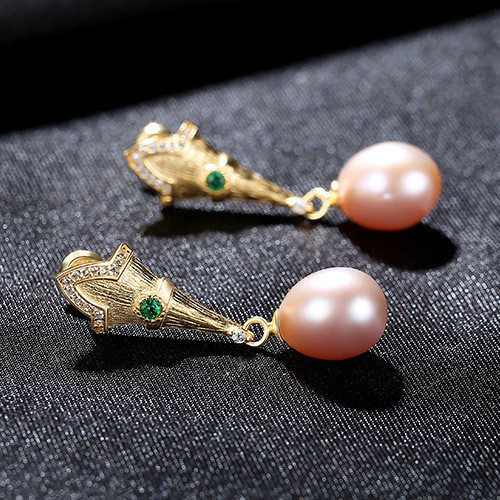Retro Atmosphere S925 Sterling Silver Freshwater Pearl Fashion Earrings