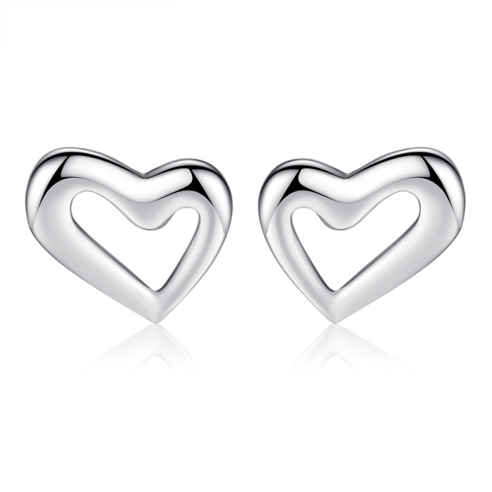 S925 Silver Small Simple Style Love Jewelry Earrings