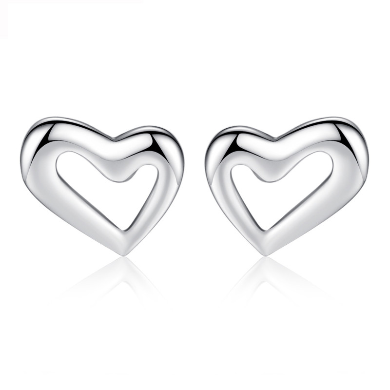 S925 Silver Small Simple Style Love Jewelry Earrings