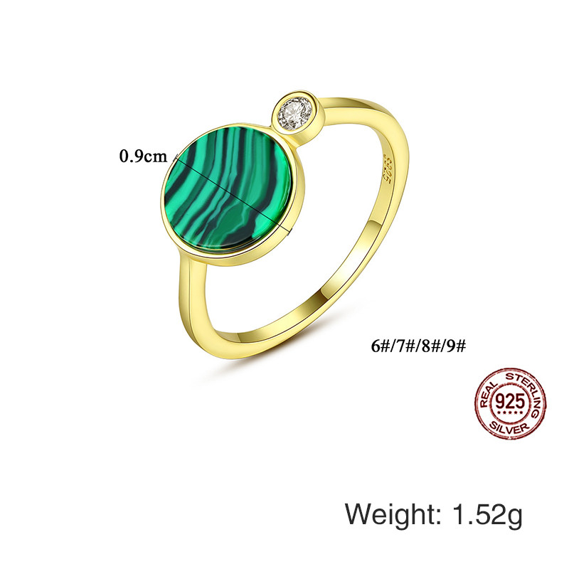 Adjustable S925 Silver Open Complex Malachite Rings