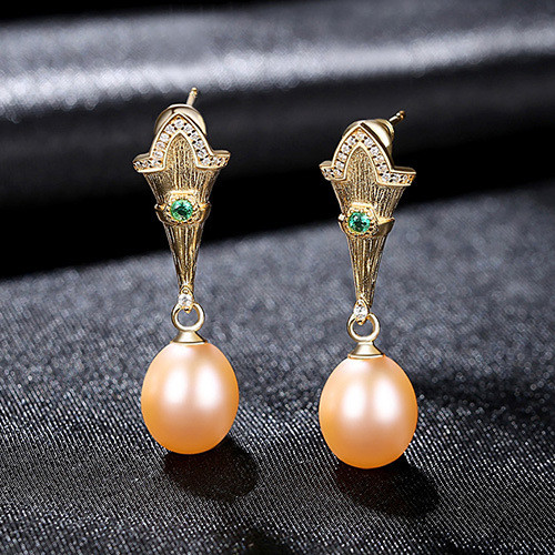 Retro Atmosphere S925 Sterling Silver Freshwater Pearl Fashion Earrings