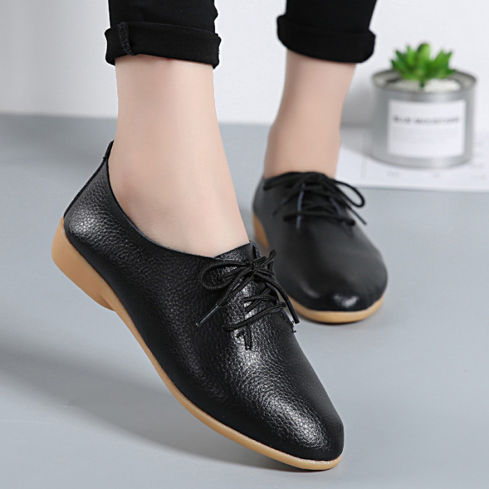 Fashion Flat Casual Round Toe Leather Large Size Flat & Loafers