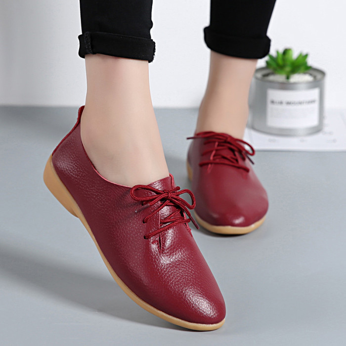 Fashion Flat Casual Round Toe Leather Large Size Flat & Loafers