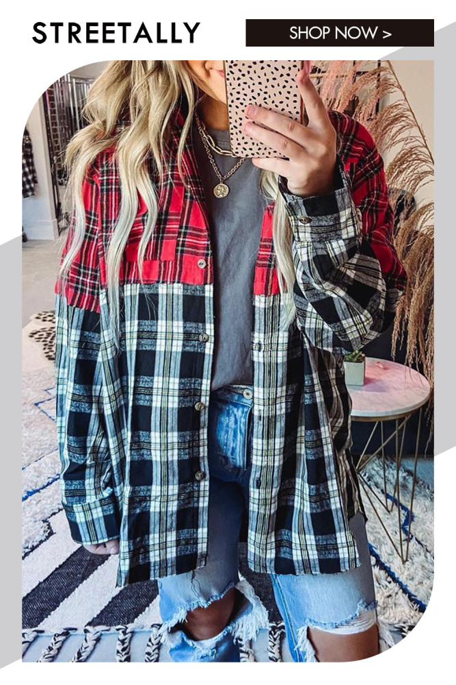 Plaid Casual Fashion Patchwork Printed Long Sleeve Coats