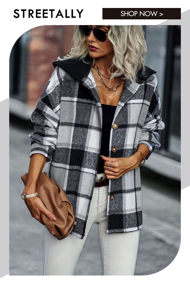 Reversible Brushed Soft Check Lapel Loose Coats