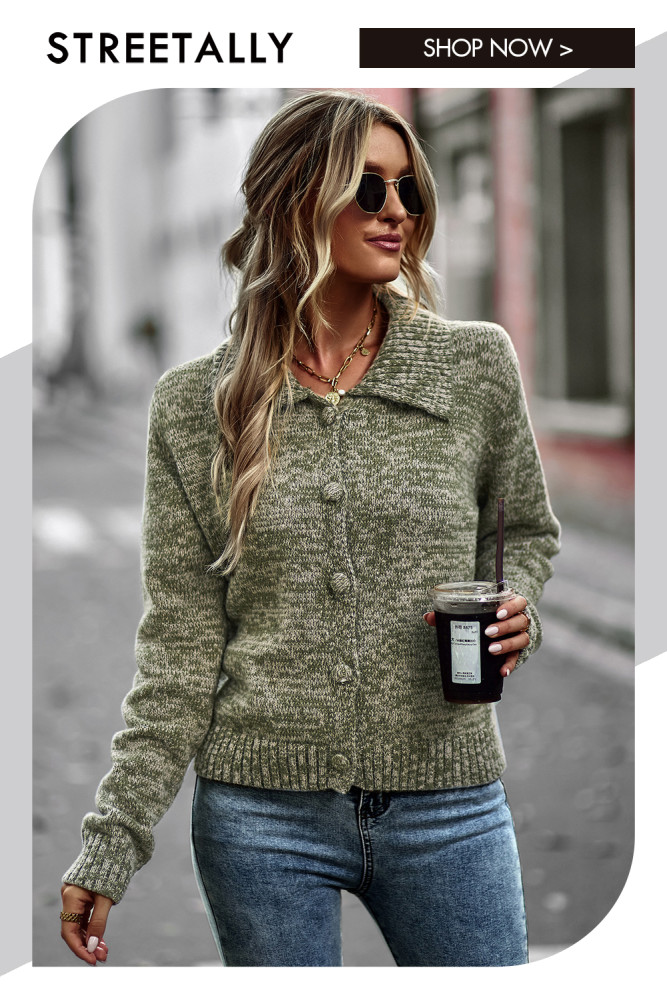 Casual Style Solid Color Lapel Slim Fit Fashion Sweaters & Cardigans
