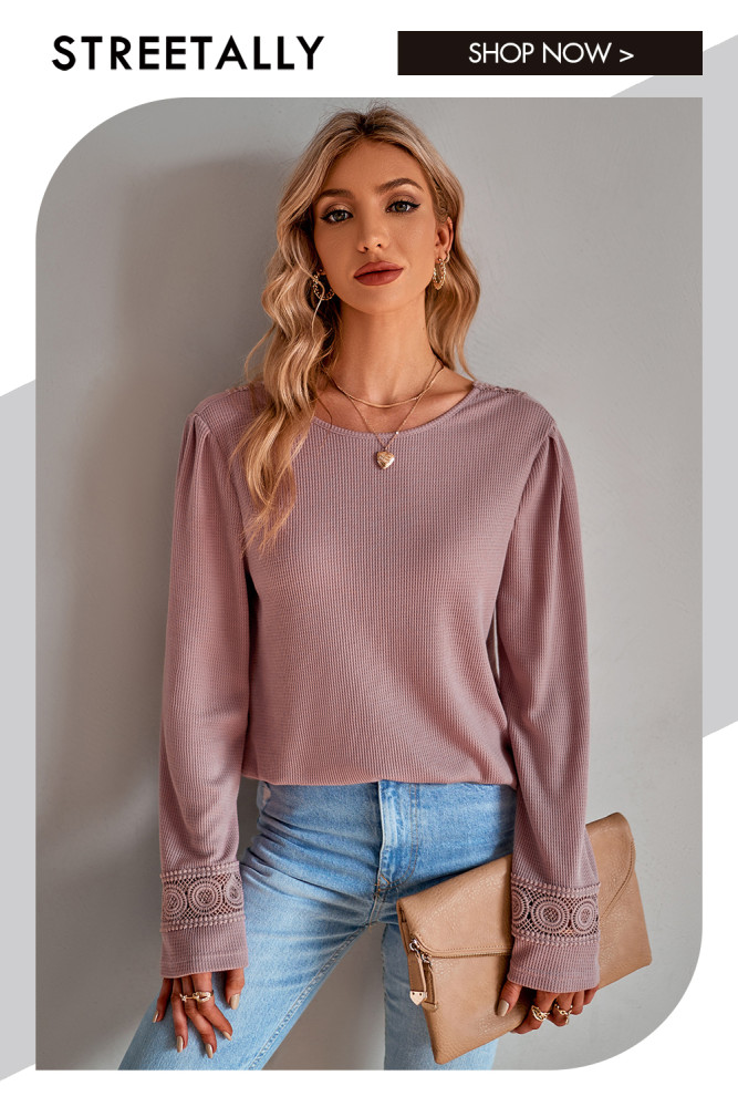 Round Neck Solid Color Casual Women's Top Blouses & Shirts