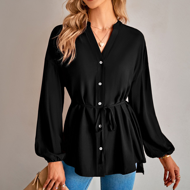 Elegant Casual Solid Color Stand Collar Blouses & Shirts