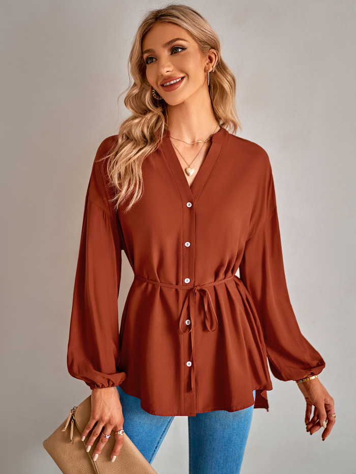 Elegant Casual Solid Color Stand Collar Blouses & Shirts