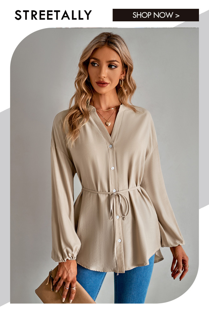 Elegant Casual Solid Color Stand Collar Blouses & Shirts