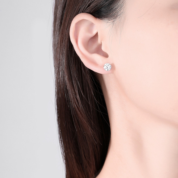 925 Silver Set with Moissanite Fashion Simple Earrings