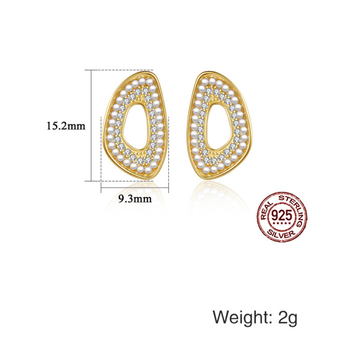 925 Pearl Irregular Shape Fashion Light Luxury Niche Earrings