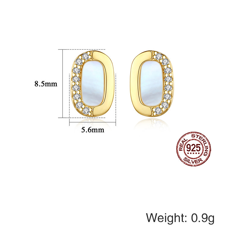 Mother-of-Square 925 Silver Set with Zircon Elegant Earrings