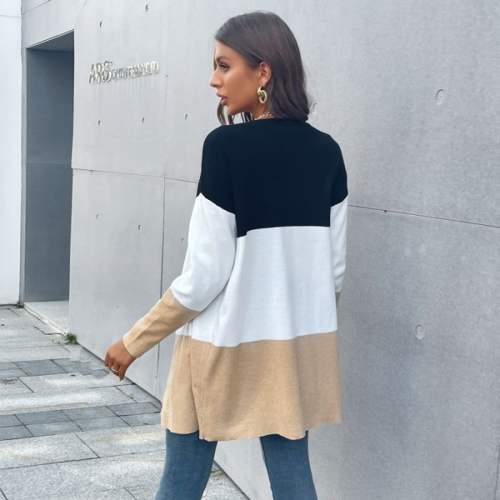 Casual Sweater Fashion Colorblock Long Sleeve Sweaters & Cardigans