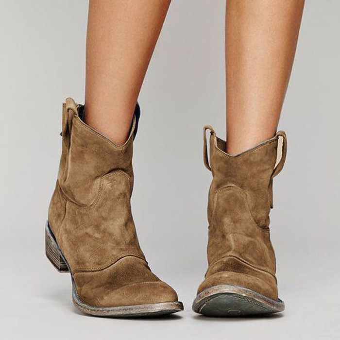 Round Toe Plus Size Vintage Martin Ankle Boots