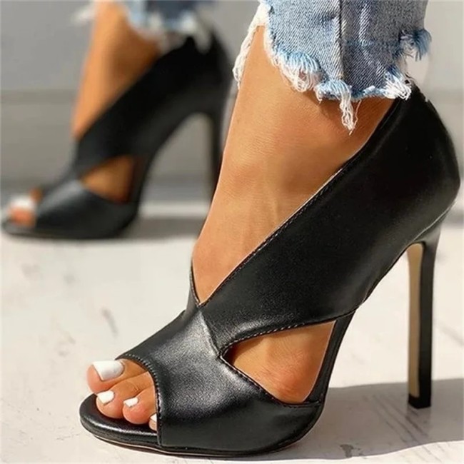 Plus Size Sandals Stiletto Solid Color Fashion Heels