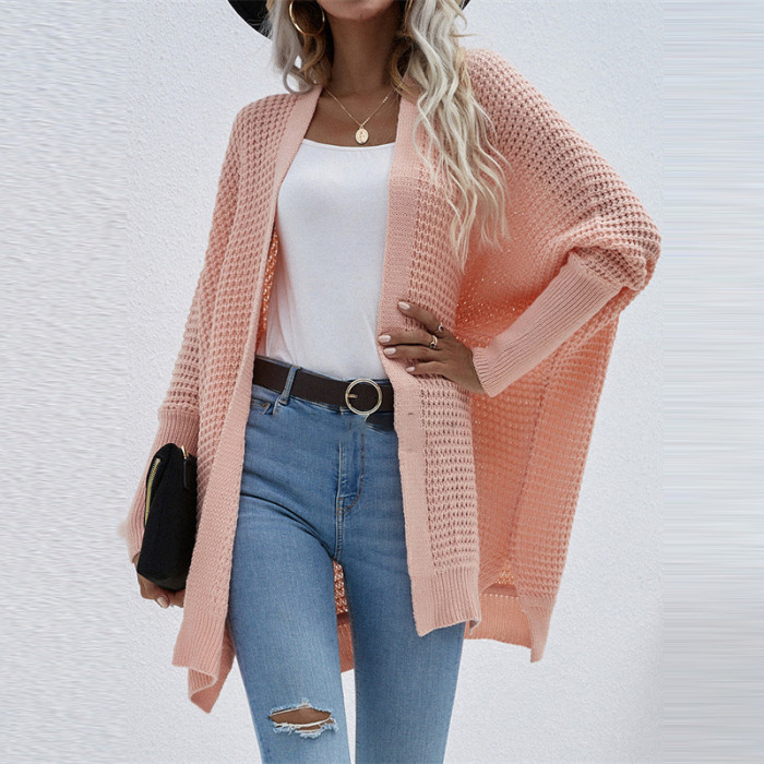 Crew Neck Loose Solid Casual Sweaters & Cardigans