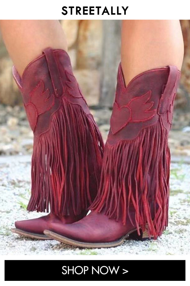 Vintage Handmade Thick High-heeled Mid-tube Pointed Tassel Boots