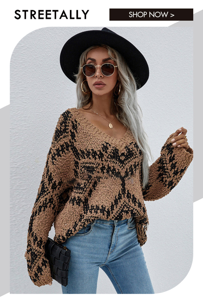 Stylish Loose Oversized Pullover V-Neck Sweaters & Cardigans