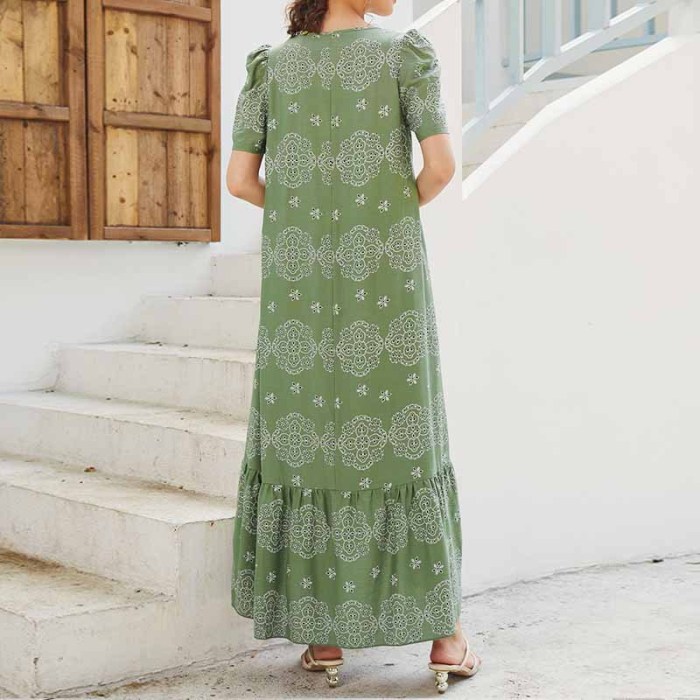 Short Sleeve French Floral Niche Loose Personality Maxi Dresses