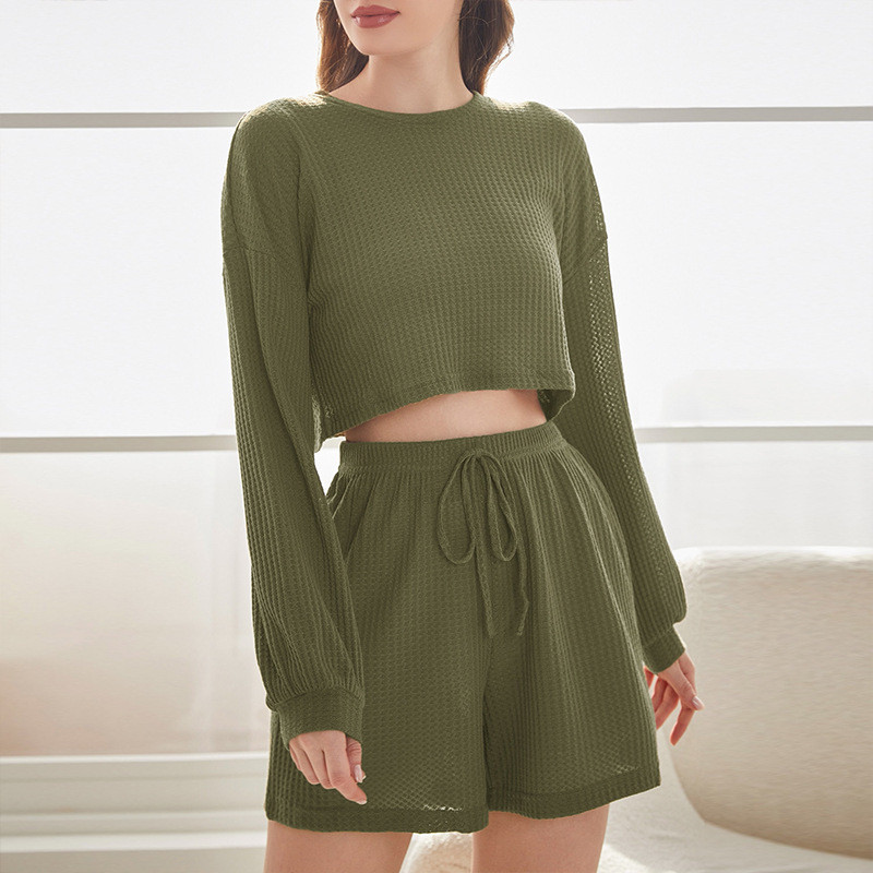 Long Sleeve Elegant Solid Color Crew Neck Casual Two-piece Outfits