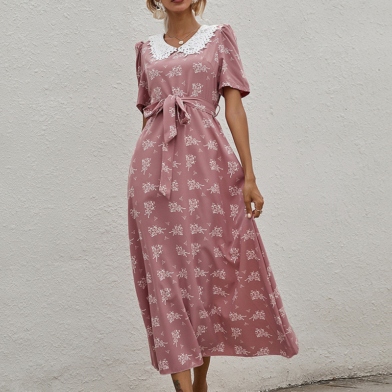 French Short Sleeves Swinging Temperament Commuter Maxi Dresses
