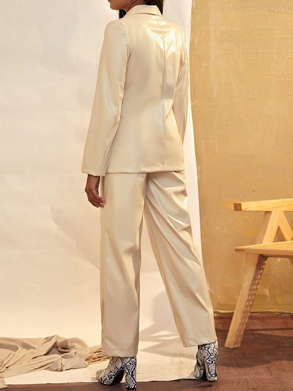 Temperament Solid Color Lapel Long Sleeve Suit Pants Two-piece Outfits