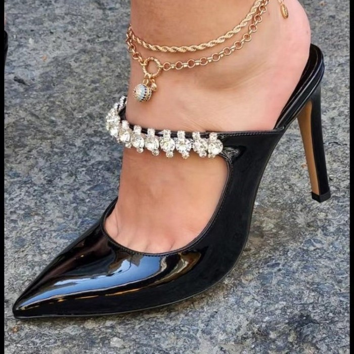 French Rhinestone Mesh High Fairy Point Heels