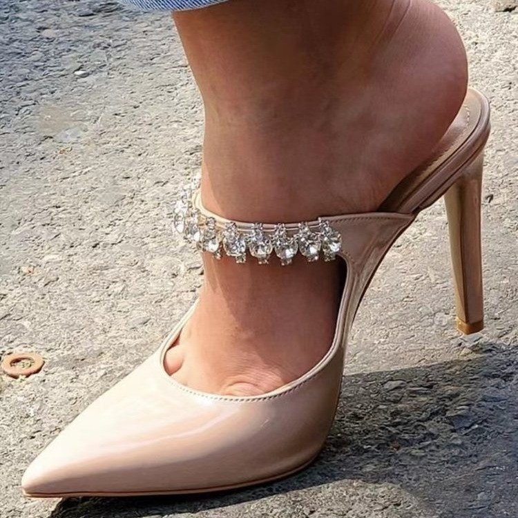 French Rhinestone Mesh High Fairy Point Heels