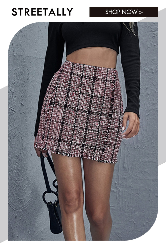 Sexy Package Hip A-line Design Sense Plaid Light Cooked Skirts