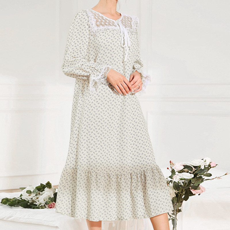 French Long -sleeved Comfortable Elegant Lace Ruffled Edge Midi Dresses