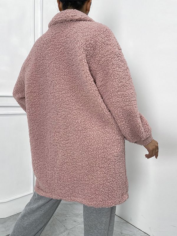 Pure -colored American Fashion Lamb Velvet Single Buckle Lapel Coats