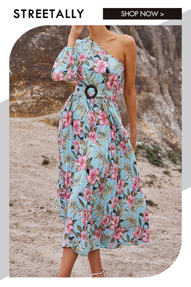 Resort-inspired Floral Cross-shoulder Long-sleeve Maxi Dresses