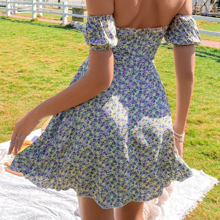 Sexy One-Shoulder Floral Straptop Elegant Mini Dresses