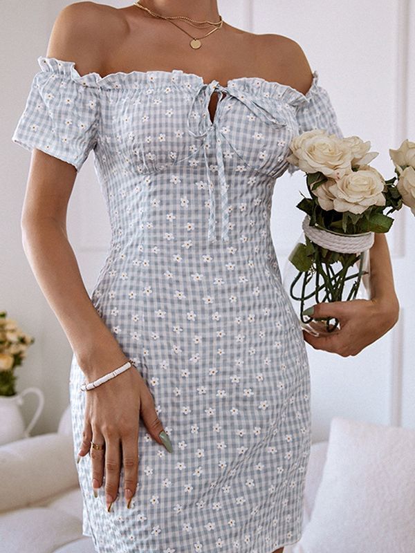 Sexy One-Shoulder Puff Sleeves A-Line Elegant Mini Dresses