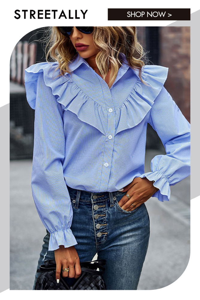 Fashion Stripes Versatile Fungus Edge Lapel Elegant Blouses & Shirts