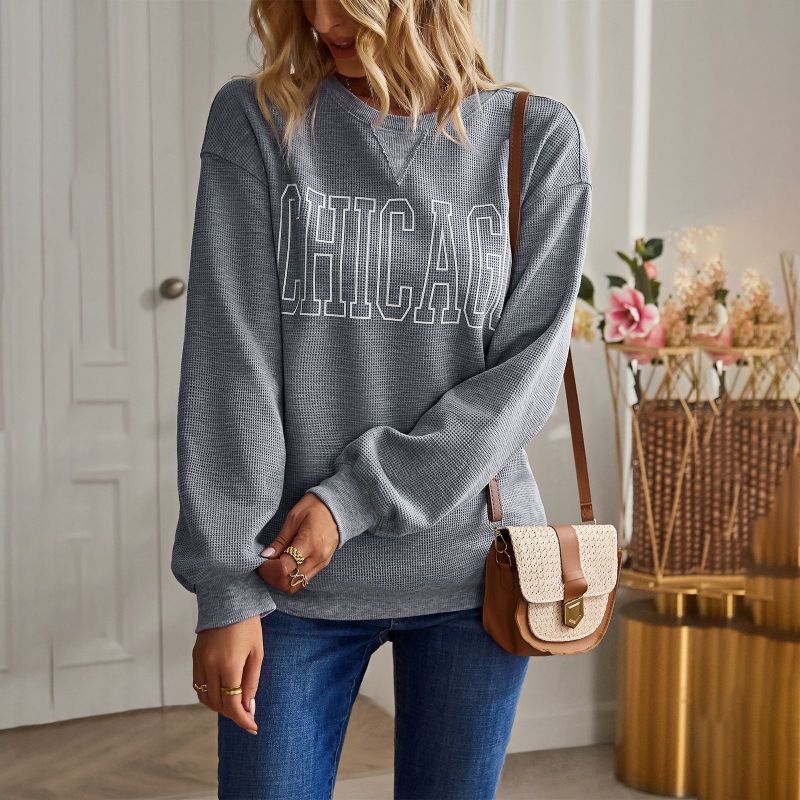Trendy Street Style Versatile Lettering Round Neck Loose Hoodies & Sweatshirts