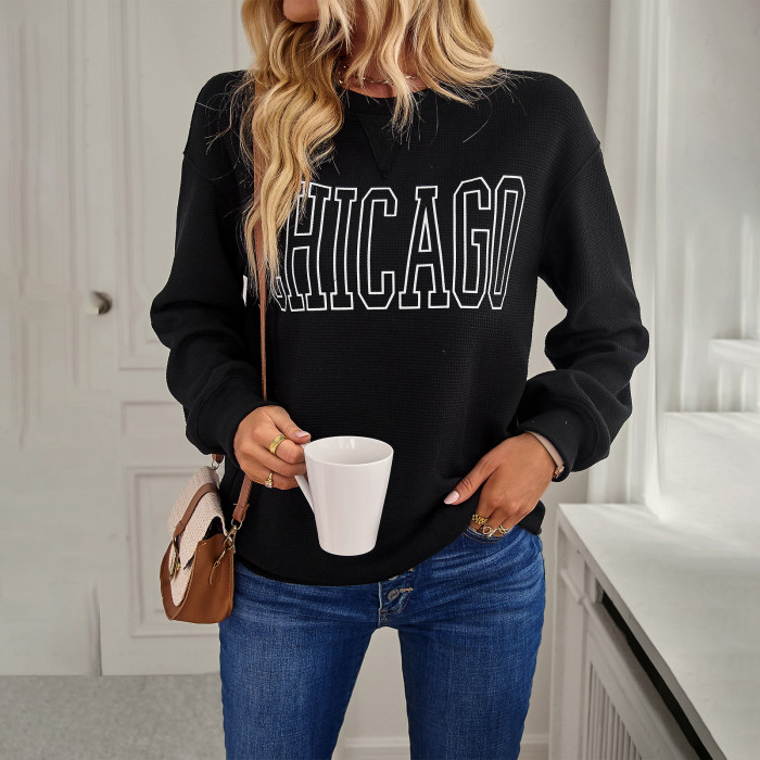 Trendy Street Style Versatile Lettering Round Neck Loose Hoodies & Sweatshirts