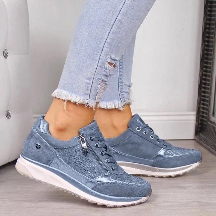 Fashion Platform Strap Solid Color Casual Sneakers