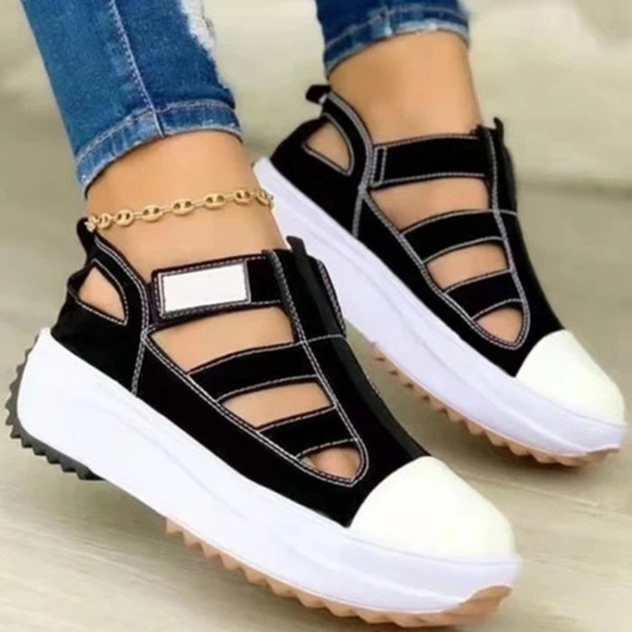 Thick Bottom Cutout Velcro Casual Roman Sneakers