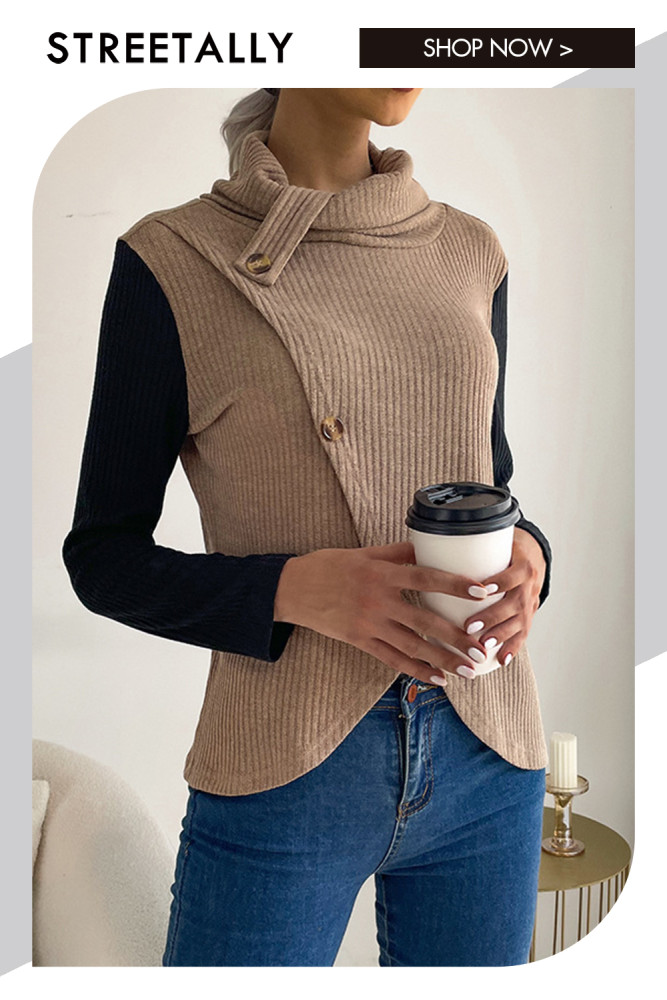 Casual Solid Collar Long Sleeve Pullover Sweaters & Cardigans