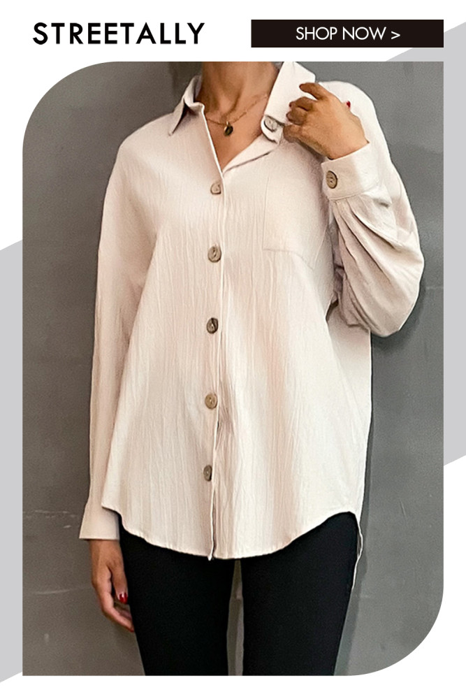 Solid Color Fashion Lapel Long Sleeve Casual Blouses & Shirts