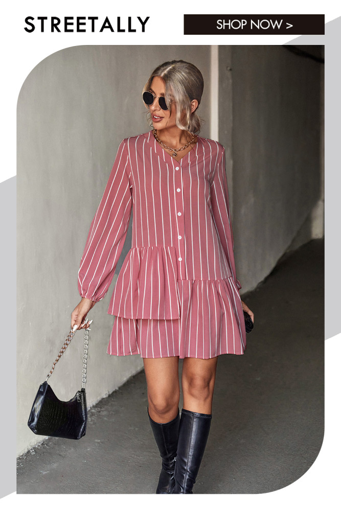 Fashion Classic Striped Loose Irregular Casual Dresses